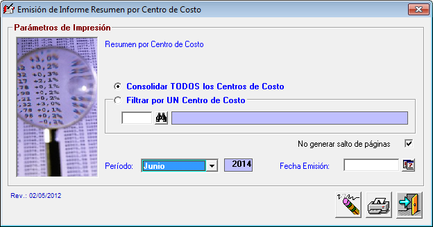informe resumen por centro de costo